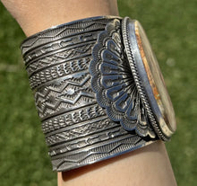 Load image into Gallery viewer, Sunshine Reeves Sterling Silver Green Royston Turquoise Cuff Bracelet. Navajo