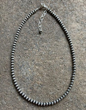 Load image into Gallery viewer, 4mm 32 Inch 925 Sterling Silver Oxidized Pearls Bead Necklace Southwestern