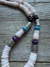 Load image into Gallery viewer, Sterling Silver Multi Stone Pink Conch Kokopelli Bead Necklace 18 Inch