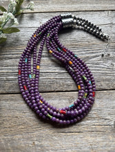 Load image into Gallery viewer, Sterling Silver Multi Strand Stone Purple Pearls Bead Necklace. 24 inch