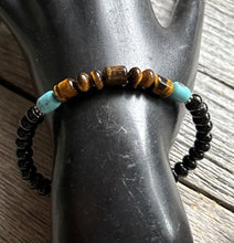 Load image into Gallery viewer, Black Onyx Tigers Eye 6.5 Inch Stretch Elastic Stretchy Bead Bracelet Gift