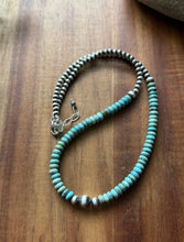 Load image into Gallery viewer, Sterling Silver Blue Turquoise W Multi Bead Pearls Necklace. 18 Inch. Gift
