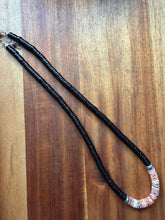 Load image into Gallery viewer, Sterling silver black onyx shell bead necklace 18 inch