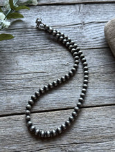 Load image into Gallery viewer, Vintage Pawn 6mm 18 Inch 925 Sterling Silver Oxidized Pearls Bead Necklace