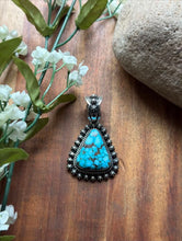 Load image into Gallery viewer, Navajo Sterling Silver Kingman Spiderweb Turquoise Pendant H Piasso