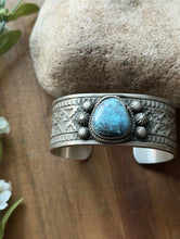 Load image into Gallery viewer, Navajo Native American Sterling Silver Turquoise Cuff Bracelet Maloney