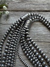Load image into Gallery viewer, 4,5,6,7,8 Multi Strand 925 Sterling Silver Oxidized Pearls Bead Necklace 24 Inch