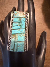 Load image into Gallery viewer, Navajo sterling silver inlay turquoise ring 8.5