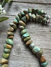 Load image into Gallery viewer, Sterling Silver Green Turquoise Nuggets Bead Necklace. 18 inch