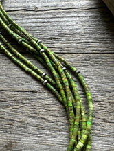 Load image into Gallery viewer, Sterling Silver Multi Strand Green Turquoise Bead Necklace. 26 inch