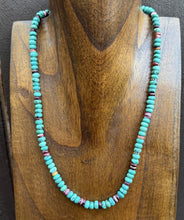 Load image into Gallery viewer, Sterling Silver Turquoise Purple Spiny Oyster Bead Necklace. 20 Inch