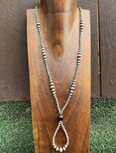 Load image into Gallery viewer, Jacla Sterling Silver Multi Graduated Onyx Pearls Bead Necklace 24 inch