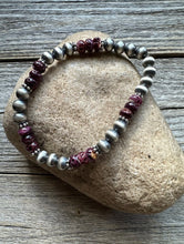 Load image into Gallery viewer, Purple Spiny Oyster 6mm 7 Inch Stretch Sterling Silver Pearls Bead Bracelet Gift