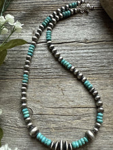 Load image into Gallery viewer, Blue Turquoise Multi Graduated Sterling Silver Pearls Bead Necklace 18 Inch