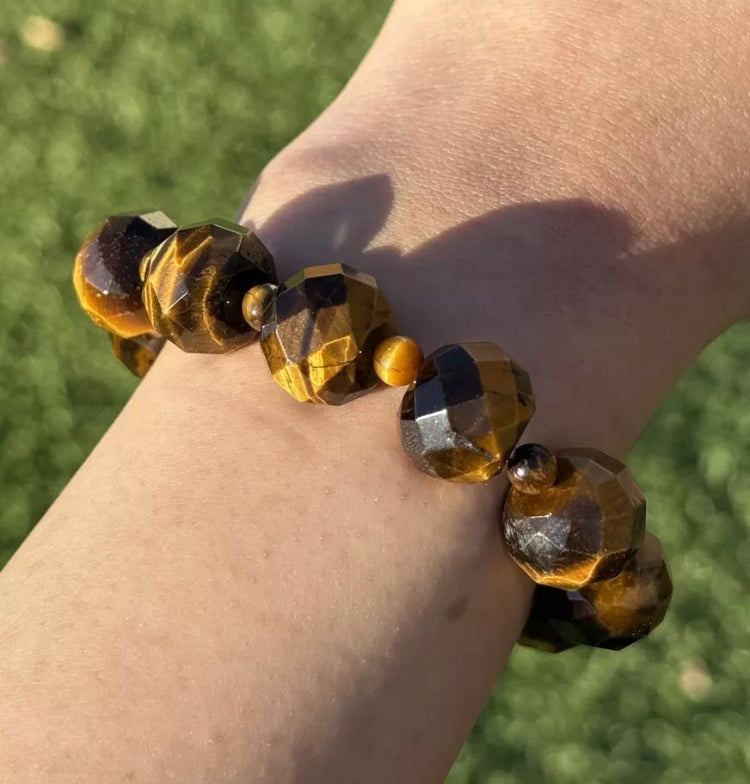 Tigers Eye 7 Inch Stretch Elastic Stretchy Bead Bracelet Gift