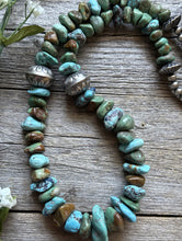 Load image into Gallery viewer, Sterling Silver Blue Green Turquoise Nuggets Pearls Bead Necklace 24 inch Gift