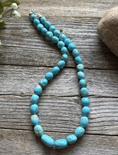 Load image into Gallery viewer, Chunky Sleeping Beauty Turquoise Sterling Silver Nuggets Bead Necklace 18 inch
