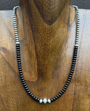 Load image into Gallery viewer, Sterling Silver Black Onyx W Multi Bead Pearls Necklace. 18 Inch. Gift