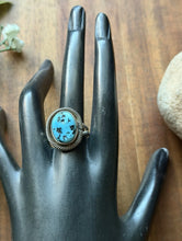 Load image into Gallery viewer, Vintage Old Pawn Navajo Sterling Silver Blue Turquoise Ring Size 7.5