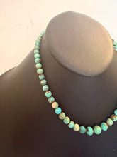 Load image into Gallery viewer, Sterling silver turquoise round bead necklace 18 inch