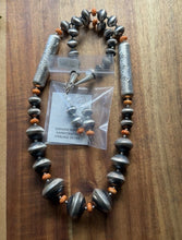 Load image into Gallery viewer, Sterling Silver Graduated Spiny Oyster Saucer Pearls Bead Necklace Earrings Set