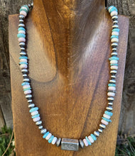 Load image into Gallery viewer, Sterling Silver Pink Conch Turquoise W Pearls Kokopelli Bead Necklace 18 Inch
