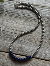 Load image into Gallery viewer, Lapis 4mm Sterling Silver Pearls Choker Bead Necklace. 16 Inch. Gift