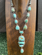 Load image into Gallery viewer, Navajo Sterling Silver Royston Turquoise Chain Lariat Bead Necklace K Yazzie