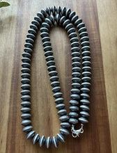 Load image into Gallery viewer, Southwestern Sterling Silver 14mm Flat Saucer Pearls Bead Necklace 34 Inch