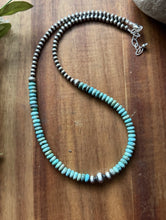 Load image into Gallery viewer, Sterling Silver Blue Turquoise W Multi Bead Pearls Necklace. 18 Inch. Gift