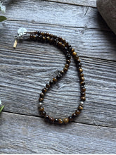 Load image into Gallery viewer, Tommy Rosita Singer T R Sterling Silver Tigers Eye Choker Bead Necklace 15 Inch