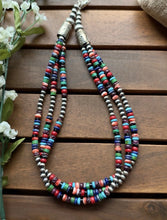 Load image into Gallery viewer, Sterling Silver Multi Strand Stone Pearls Bead Necklace. 18 inch