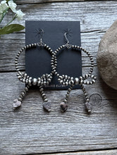 Load image into Gallery viewer, Sterling Silver Bow Pearls Hoop Bead Earrings 3.5 Inch