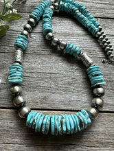 Load image into Gallery viewer, Long Graduated Sterling Silver Blue Turquoise Pearls Bead Necklace. 32 Inch