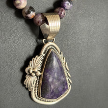 Load image into Gallery viewer, Handmade Navajo Sterling Silver and Charoite Pendent with necklace