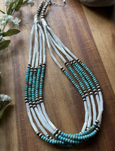 Load image into Gallery viewer, Sterling Silver Multi Strand MOP Mother Of Pearl Turquoise Bead Necklace 22 inch