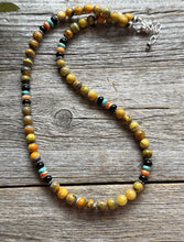 Load image into Gallery viewer, Bumblebee Jasper Multi Stone Color Sterling Silver Bead Necklace. 18 inch Gift