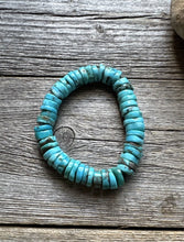 Load image into Gallery viewer, Blue Turquoise Heishi 7 Inch Stretch Bead Bracelet Gift
