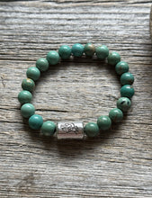 Load image into Gallery viewer, Kokopelli Green Turquoise 7 Inch Stretch Stretchy Elastic Bead Bracelet Gift