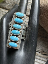 Load image into Gallery viewer, Native American Sterling Silver Blue Turquoise Ring. Size 9.5 Travis J