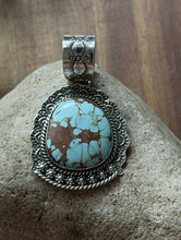 Load image into Gallery viewer, Navajo Sterling Silver Number 8 Turquoise Handmade Pendant Etta Enditto Gift