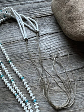 Load image into Gallery viewer, Vintage Native American Sterling Silver White Howlite Turquoise Bead Necklace 37