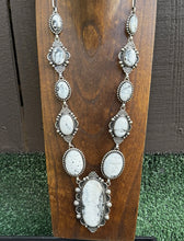 Load image into Gallery viewer, Navajo Sterling Silver White Buffalo Turquoise Lariat Necklace Set Mary Ellen