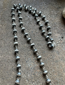 Sterling Silver 10mm Pearls Rosary Bead Necklace. 20 Inch.