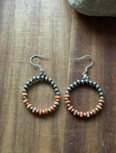 Load image into Gallery viewer, Sterling Silver Orange Spiny Oyster Pearls Bead Hoop Earrings. Gift 2.25 Inch