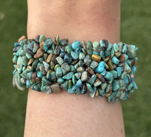 Load image into Gallery viewer, Blue Turquoise Nuggets 7 Inch Stretch Elastic Stretchy Bead Bracelet Gift