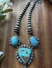 Load image into Gallery viewer, Navajo Sterling Silver Blue Turquoise Lariat Pearls Bead Chain Necklace RY