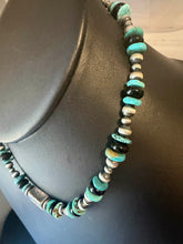 Load image into Gallery viewer, Sterling silver turquoise black onyx necklace 18 inch