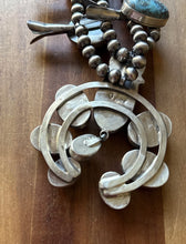 Load image into Gallery viewer, Navajo Sterling Silver White Water Turquoise Squash Blossom Pearls Necklace G