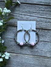 Load image into Gallery viewer, Pink Conch Sterling Silver Pearls Bead Hoop Earrings. 2.5 Inch